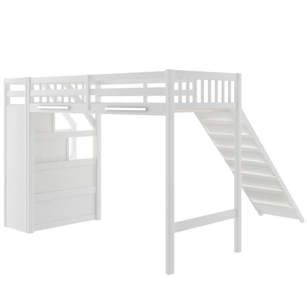 Gosalmon White Twin Size Loft Bed With, Whalen Furniture Loft Bed Instructions