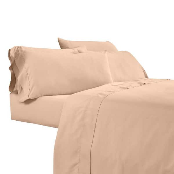 Benjara Minka 6-Piece Sand Pink Solid Soft Antimicrobial Microfiber Full Bed Sheet Set