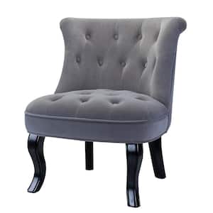 Jane Modern Grey Velvet Tufted Accent Armless Side Chair