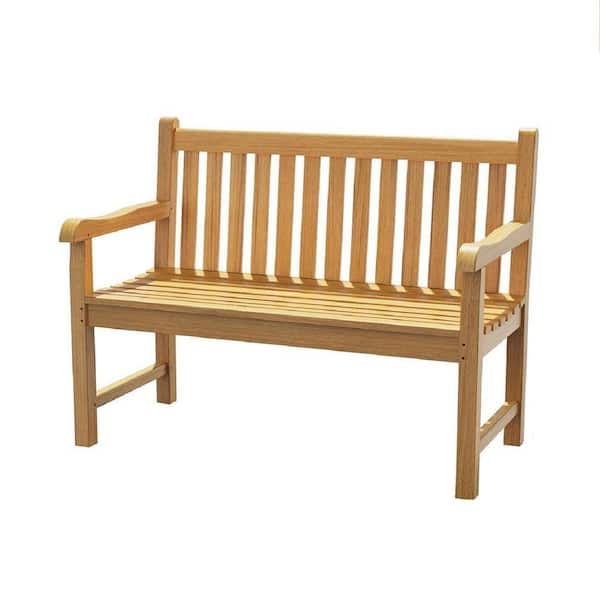 Teak Wood Outdoor Bench, 2-Person Patio Lawn Chair