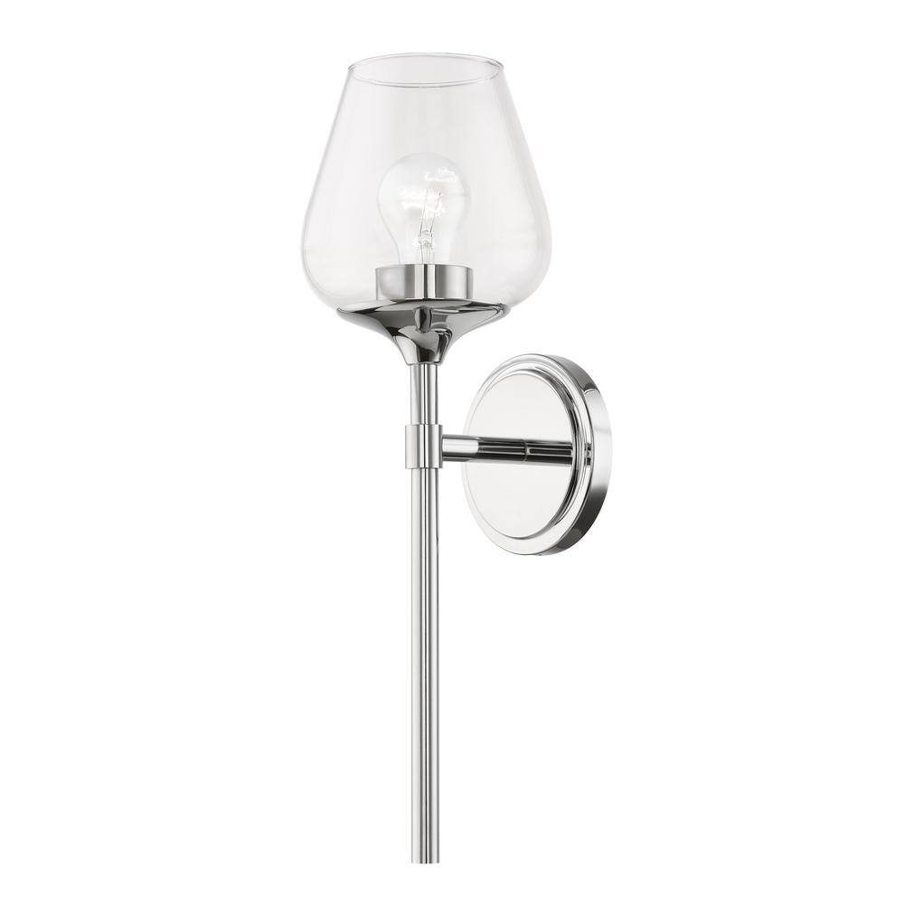 Elegant Chrome Vanity Sconce with Clear Glass Shade