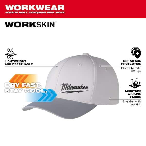 Milwaukee Small/Medium Gray WORKSKIN Fitted Depot (2-Pack) Trucker Hat Adjustable Fit Gridiron 507G-SM-505B - Home with The Black Hat