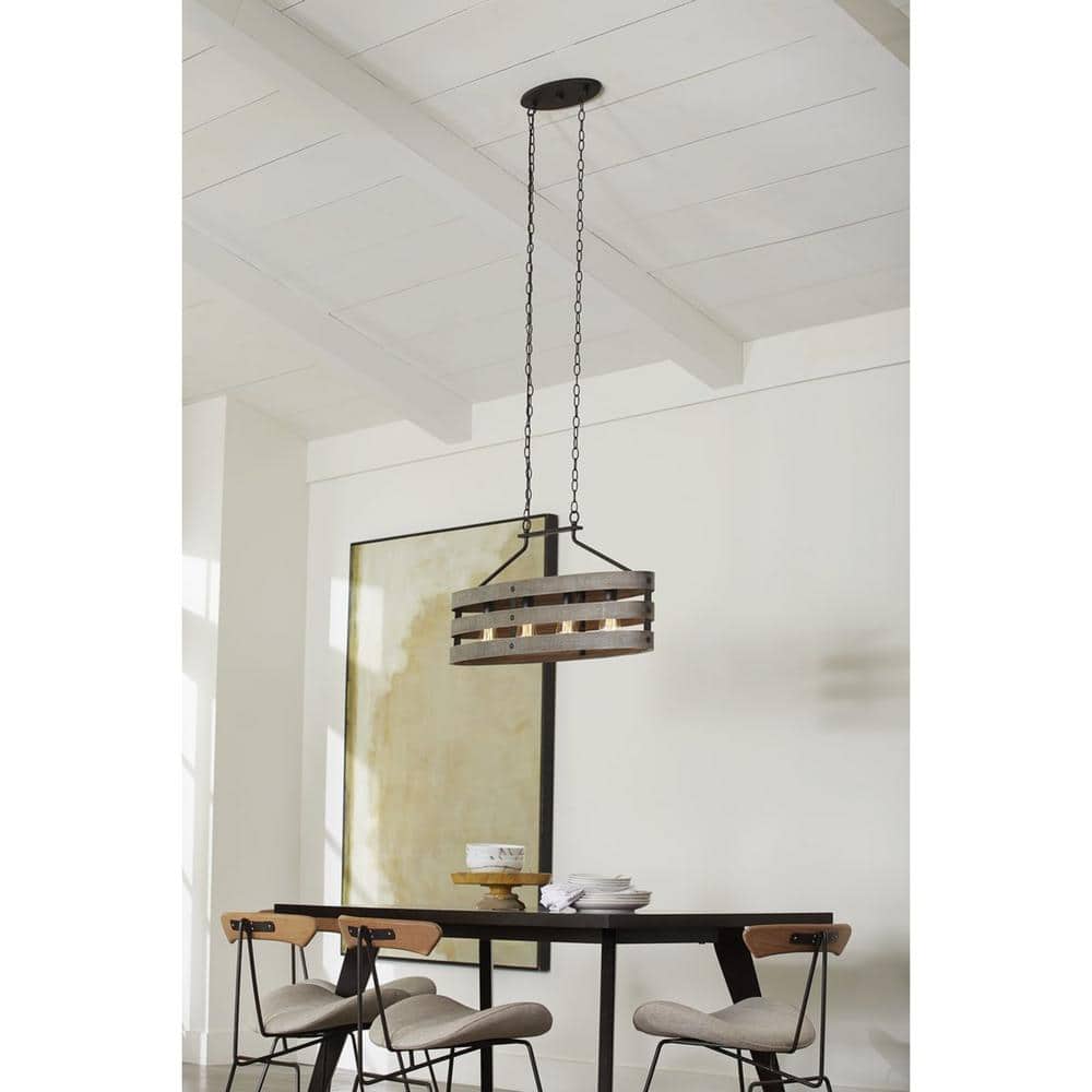 Gulliver Graphite and Weathered Gray 4-Light Linear Chandelier