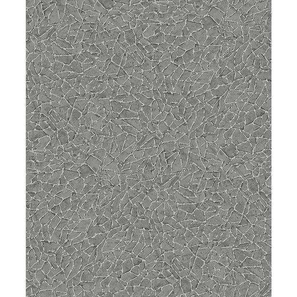 A-Street Prints Soma Sterling Grey Metallic Crackling Wallpaper Sample