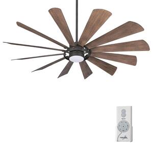 Windmolen 65 in. Integrated LED Indoor/Outdoor Oil Rubbed Bronze Smart Ceiling Fan with Light Kit and Remote Control