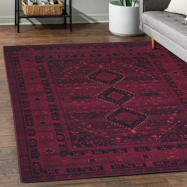 PLAYA RUG Olympus Burgundy 4 ft. x 6 ft. Machine Washable