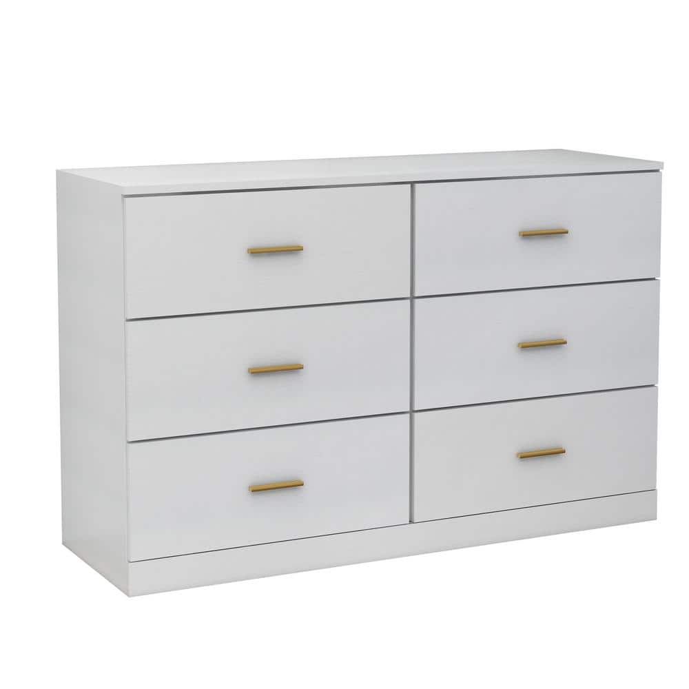 47.24 in. W x 15.55 in. D x 30.31 in. H White Linen Cabinet with 6-Drawer D
