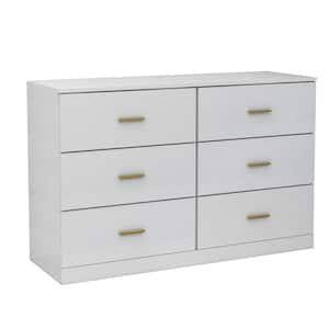 47.24 in. W x 15.55 in. D x 30.31 in. H White Linen Cabinet with 6-Drawer Dresser