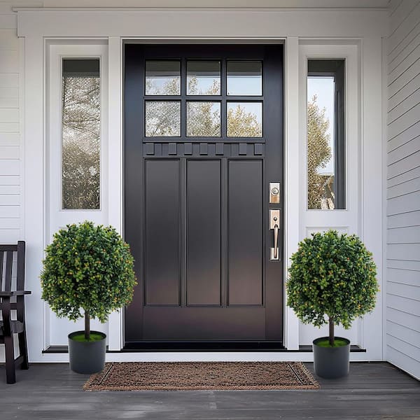 Garvee 1.66 ft. 2-Piece Artificial Topiary Boxwood Ball Trees, Fake Greenery with Fruits