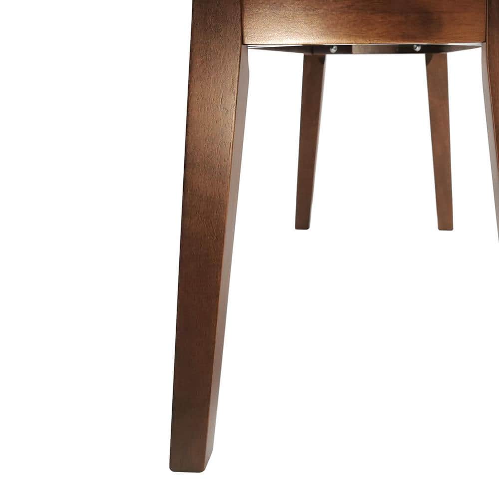 Gray Upholstered Walnut Wood Mid-Century Dining Bench
