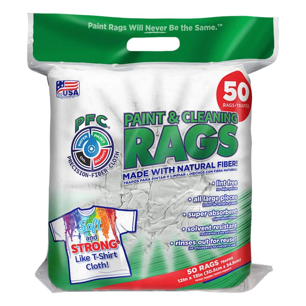 13.6 in. W x 12 in. L Natural Fiber Painter's Rags (50-Count) PFC-00110-50H  - The Home Depot