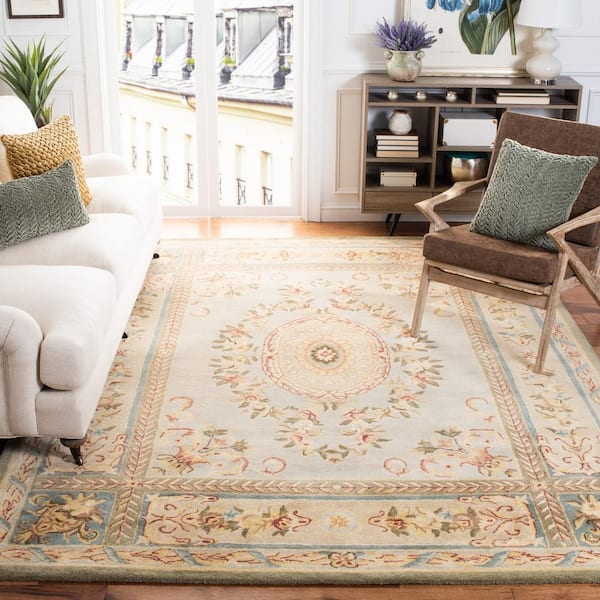 Bergama 10 ft. x 14 ft. Light Blue/Ivory Oriental Area Rug