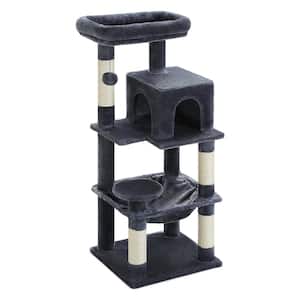 45.7 in. Cat Tree Indoor Cats 5-Level Cat Tower Metal Frame Large Hammock Condo for Large Cats in Drak Grey