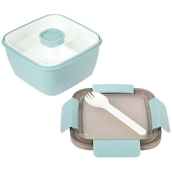 Spice BY TIA MOWRY Spicy Thyme 6.85 in. Lunch Box Container with Spork in  Light Teal 985118851M - The Home Depot