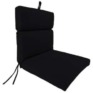 Sunbrella 22" x 44" Canvas Black Solid Rectangular French Edge Outdoor Chair Cushion