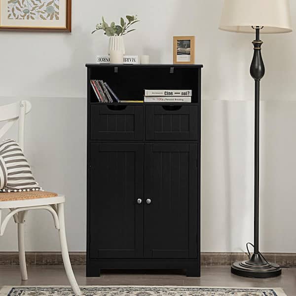 24 Welby 1 Drawer and 2 Doors Base Storage Cabinet Black - Room & Joy