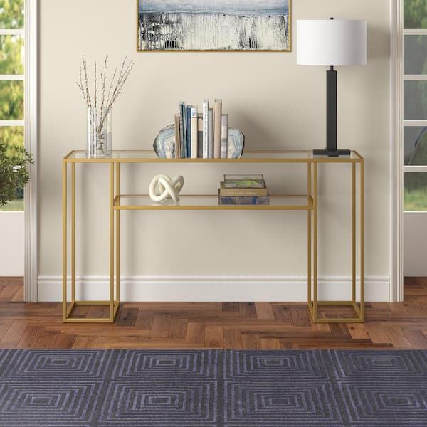 Meyer&Cross Marilyn 55 in.Brass Rectangular Console Table Meyer&Cross Marilyn 55 in.Brass Rectangular Console Table