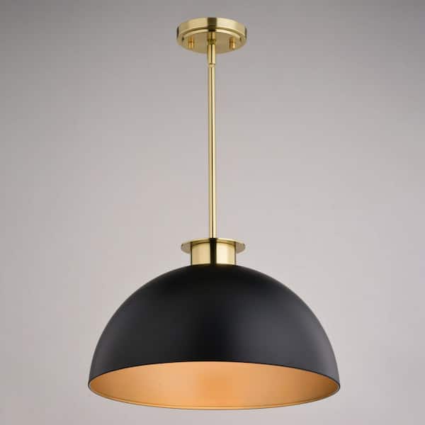 VAXCEL Devon 1-Light Matte Black and Gold Satin Brass LED