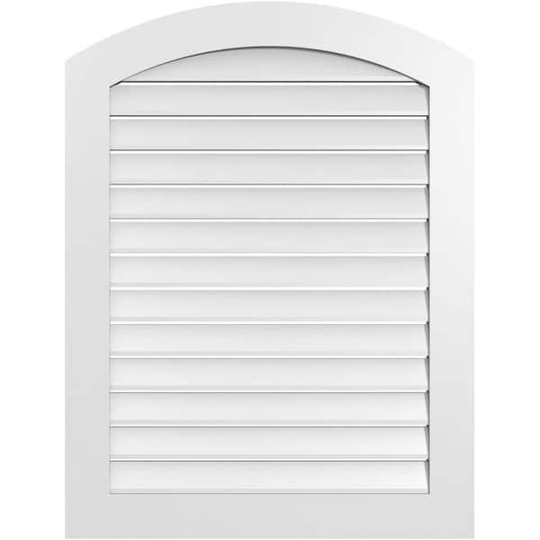 Ekena Millwork 32" x 40" Arch Top Surface Mount PVC Gable Vent: Non-Functional with Standard Frame