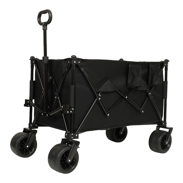 5.3 cu. ft. Steel Garden Cart with Side Pocket in Black