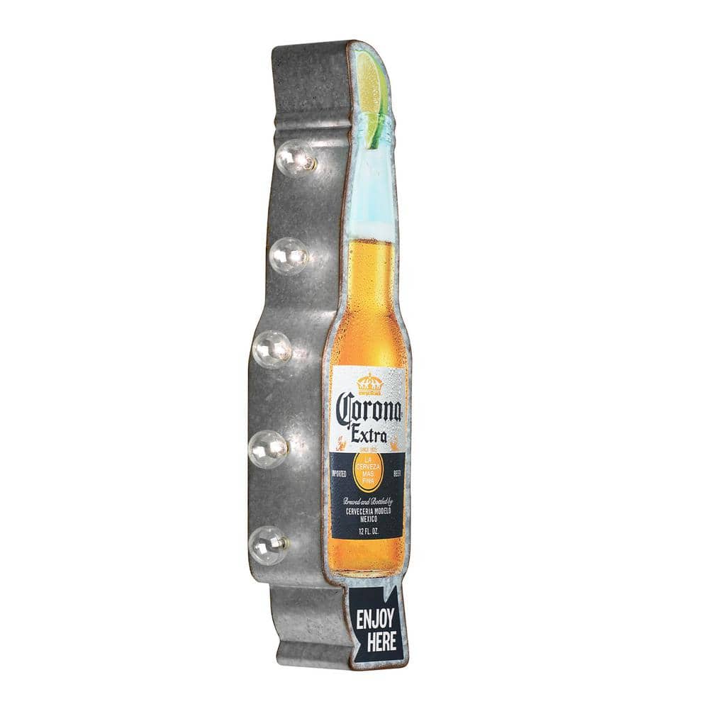 American Art Decor Metal Corona Extra LED Marquee Sign: Vintage Style, Double-Sided, Battery Operated