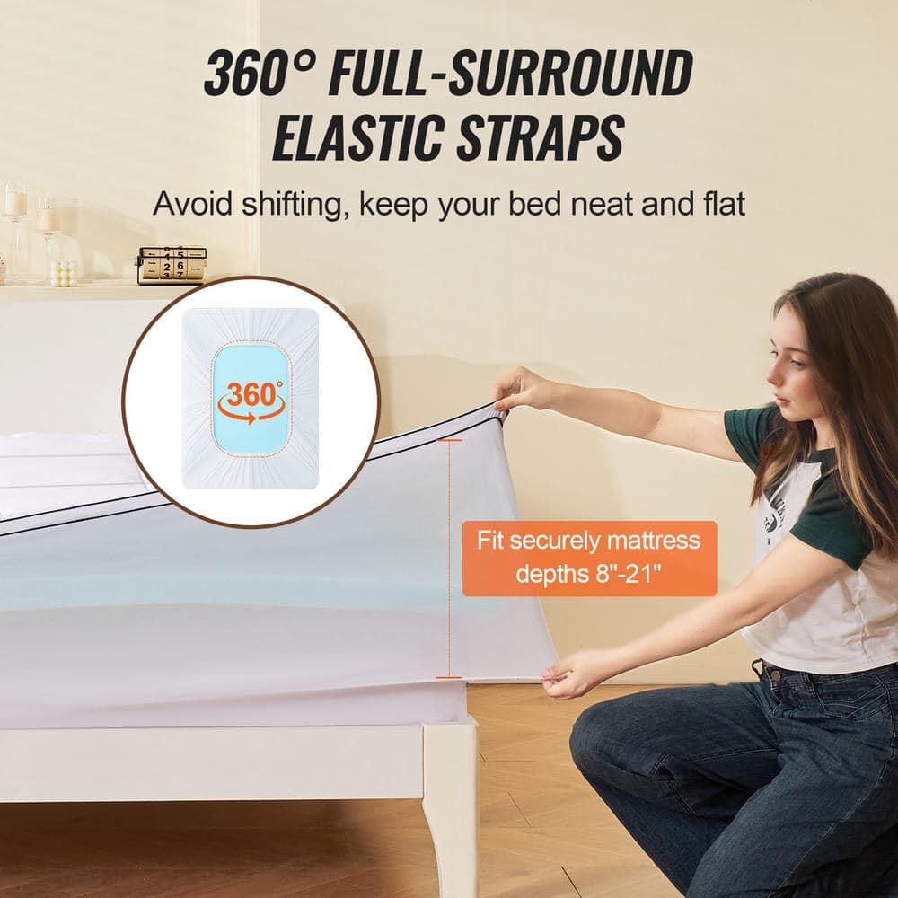 Queen Size White Gel Memory Foam Mattress Topper
