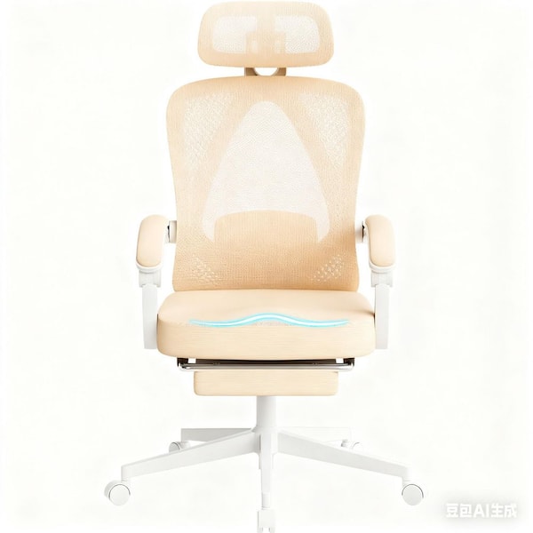 Modern Fabric Seat Breathable Mesh Ergonomic Office Gaming Chair in Beige with Adjustable Arms