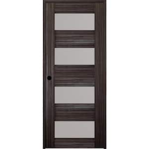 Della 28 in. x 84 in. Left-Hand Frosted Glass Solid Core 4-Lite Gray Oak Wood Composite Single Prehung Interior Door
