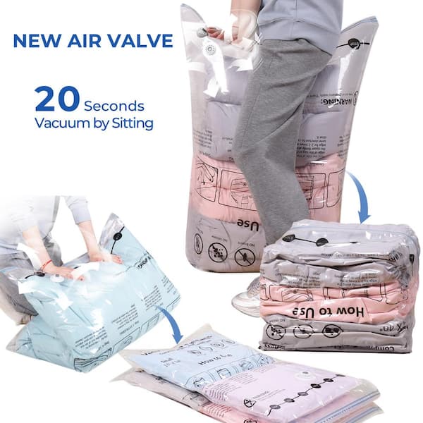 Reusable Travel Clothes Air Vacuum Bags Roll Up Compression Storage Bags  For Suitcases Tops Pants 4