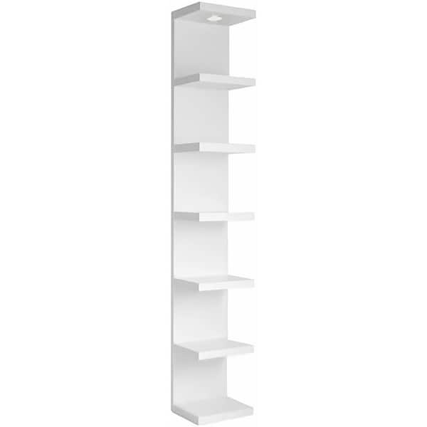 Unbranded 9.8 in W x 9.3 in D White 7-Tier Decorative Wall Shelf with LED Light