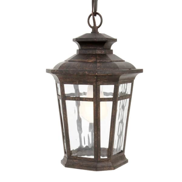 Hampton Bay Waterton Collection 1-Light Dark Ridge Bronze Outdoor Hanging Lantern