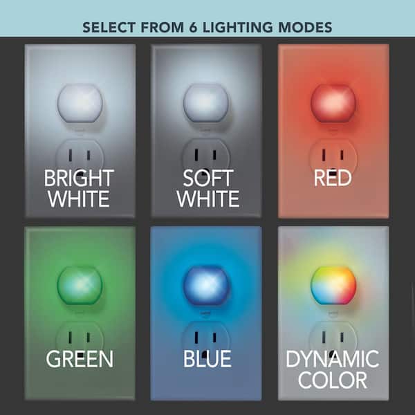 1-Gang Duplex Wall Plate with 2 Color Changing Plug Lights and 2 Tamper Resistant Caps