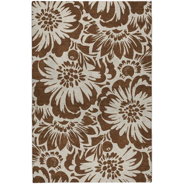 Dream Shag Premium Machine Washable Abstract ADS551 Brown 8 ft. x 10 ft. Area Rug