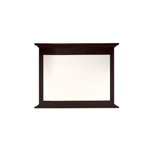 46 in. W x 32 in. H Rectangular Wood Framed Wall Bathroom Vanity Mirror in Espresso