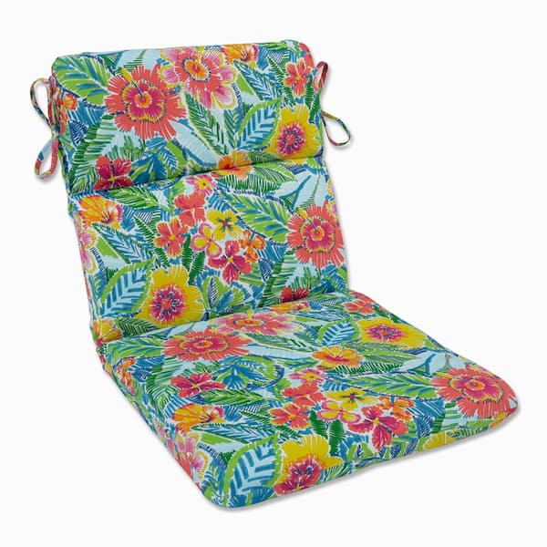 Pillow Perfect Bright Floral 21 in. W x 3 in. H Deep Seat, 1-Piece Chair Cushion with Round Corners in Multicolored Pensacola