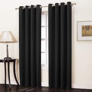 Semi-Opaque Gregory 63 in. L Crushed Room Darkening Curtain Panel in Black