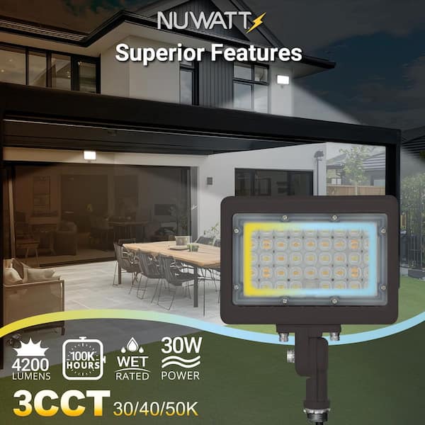 NuWatt 30-Watt 4200 Lumens Bronze Outdoor Integrated LED Flood