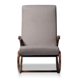 Kaira Gray and Walnut Fabric Rocking Chair