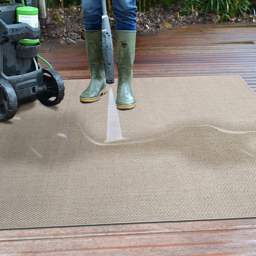 Ivory 5' x 7' Synthetic Flat Woven Reversible Rug