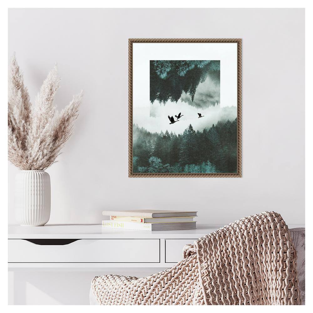 Misty Skein II Abstract Surreal Landscape Canvas Print with Bronze Frame