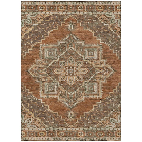 Chantille Machine Washable Indoor/Outdoor Abstract ACN2704 Paprika 8 ft. x 10 ft. Area Rug