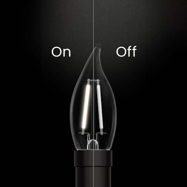 60-Watt Equivalent BA10 E12 Candelabra Dim White Filament Clear Glass Chandelier LED Light Bulb Daylight 5000K (3-Pack)