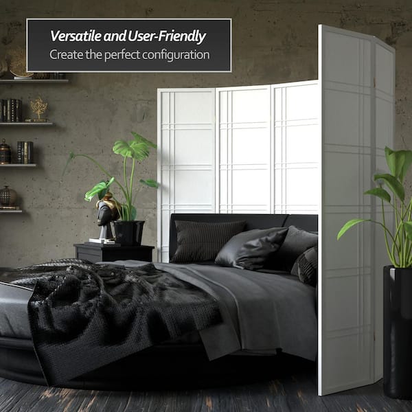 6 ft. White 4-Panel Room Divider