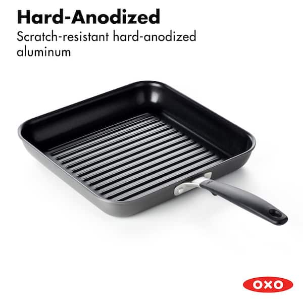 OXO Good Grips 11” Square Grill Pan, 3-Layered German Engineered Nonstick  Coating, Stainless Steel Handle with Nonslip Silicone, Black