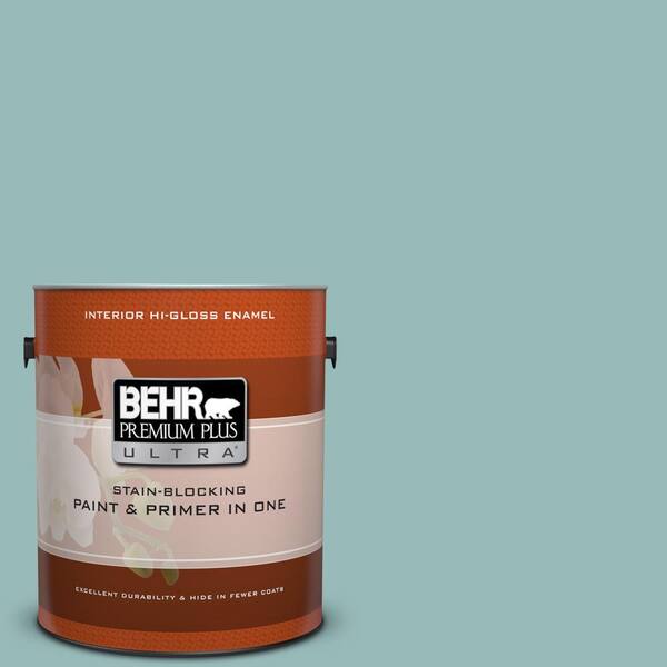 BEHR Premium Plus Ultra 1 gal. #PPU12-06 Lap Pool Blue Hi-Gloss Enamel Interior Paint and Primer in One