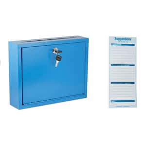 Large Size Blue Steel Multi-Purpose Drop Box Mailbox with Suggestion Cards