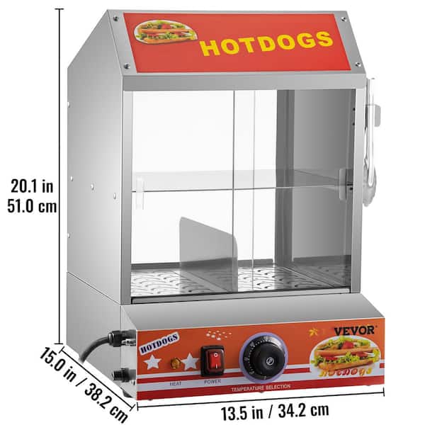 VEVOR Hot Dog Machine, 36 L, 2-Tier Hot Dog Steamer for 200 Hotdogs & 42  Buns, 1200W Electric Bun Warmer Cooker with Rotary Knob Temp Display
