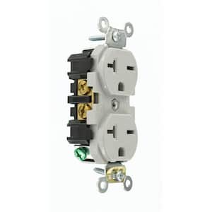 20 Amp 250 V NEMA 6-20R Industrial Grade Duplex Outlet/Receptacle, Gray (1-Pack) 05462-GY