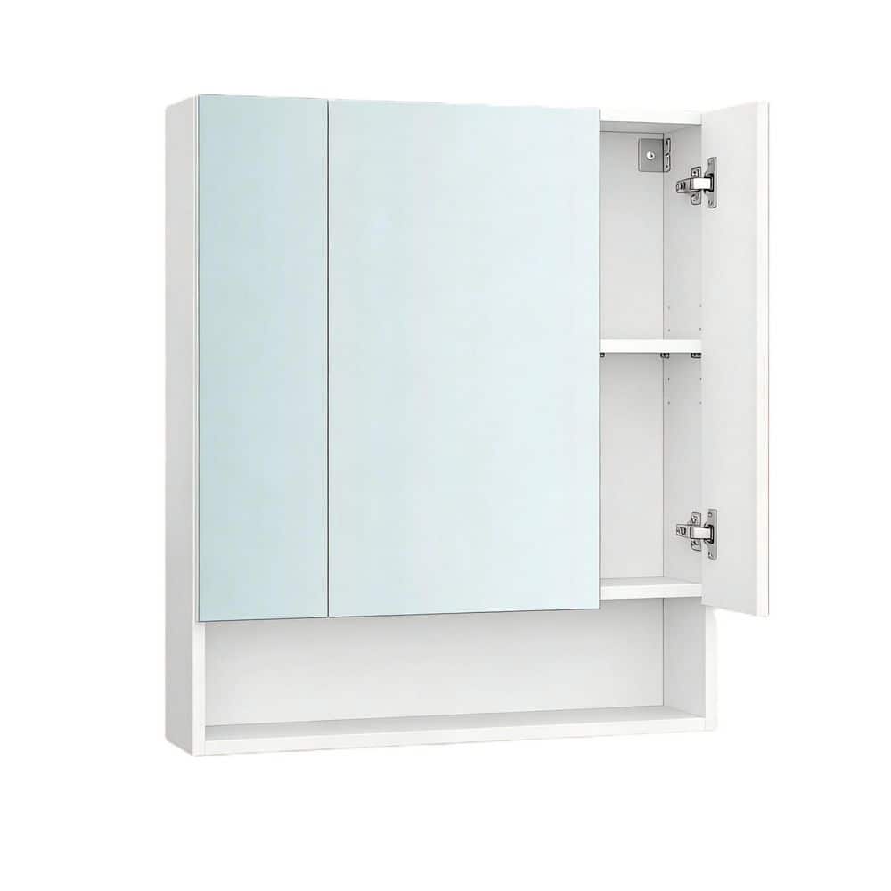 27.6 in. W x 29.5 in. H Rectangular Wood Medicine Cabinet with Mirror in Cloud White price history on PriceWatchPro