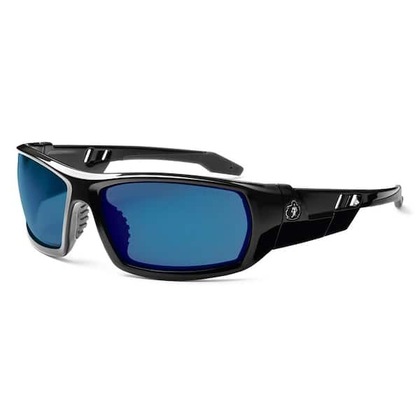 Skullerz Odin Black Safety Glasses, Mirrored Lens - ANSI Certified